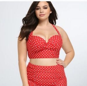 TORRID Red and White Polka Dot Demi Bikini Top